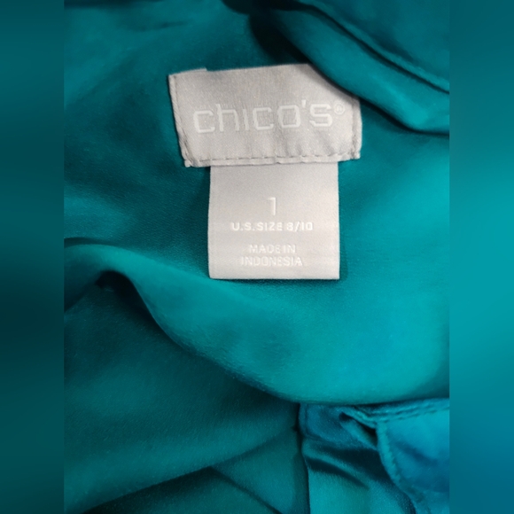 Chicos size 1 (8-10) emerald green silky blouse - Picture 4 of 6